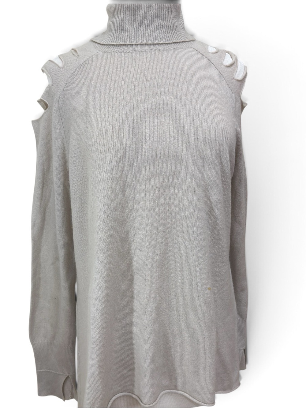 NWT Halston Heritage XL Merino Wool Cashmere Cutout Turtleneck Sweater